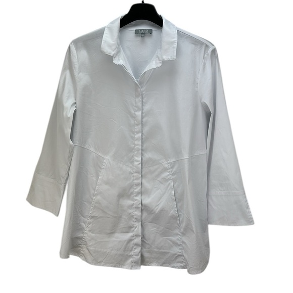Habitat Tops - Habitat The One White Button Front Tunic Shirt S 3/4 Sleeves A-Line Pockets